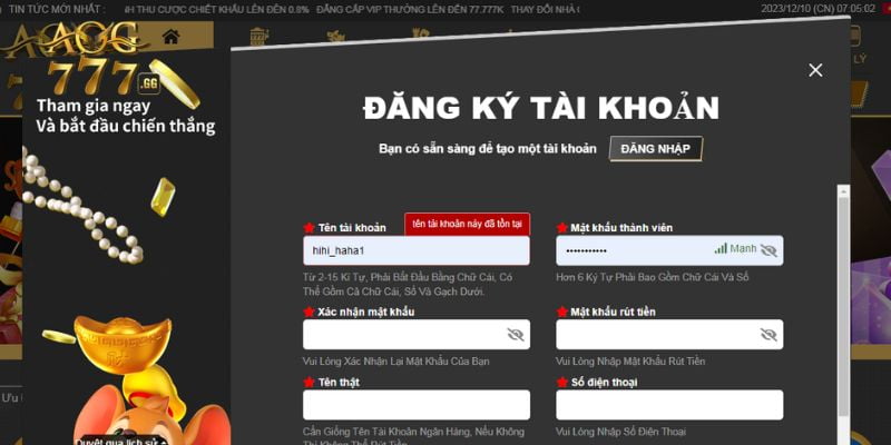 Chi tiết 3 bước đăng ký tài khoản AOG777 nhanh chóng, đơn giản